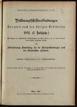 Post- und Telegraphen-Verordnungsblatt für das Verwaltungsgebiet des K.-K. Handelsministeriums 18910117 Seite: 5