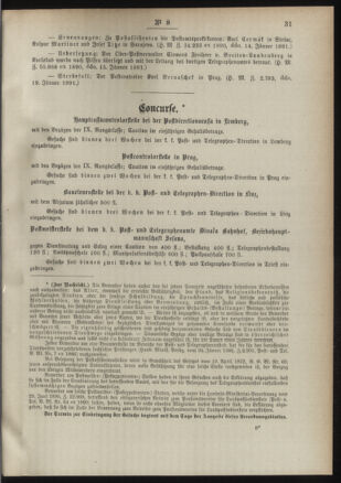 Post- und Telegraphen-Verordnungsblatt für das Verwaltungsgebiet des K.-K. Handelsministeriums 18910130 Seite: 3