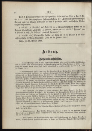 Post- und Telegraphen-Verordnungsblatt für das Verwaltungsgebiet des K.-K. Handelsministeriums 18910205 Seite: 2