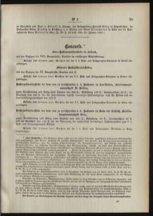 Post- und Telegraphen-Verordnungsblatt für das Verwaltungsgebiet des K.-K. Handelsministeriums 18910205 Seite: 3