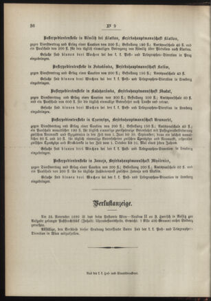 Post- und Telegraphen-Verordnungsblatt für das Verwaltungsgebiet des K.-K. Handelsministeriums 18910205 Seite: 4