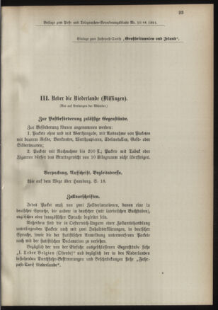 Post- und Telegraphen-Verordnungsblatt für das Verwaltungsgebiet des K.-K. Handelsministeriums 18910208 Seite: 5