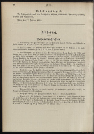 Post- und Telegraphen-Verordnungsblatt für das Verwaltungsgebiet des K.-K. Handelsministeriums 18910223 Seite: 2