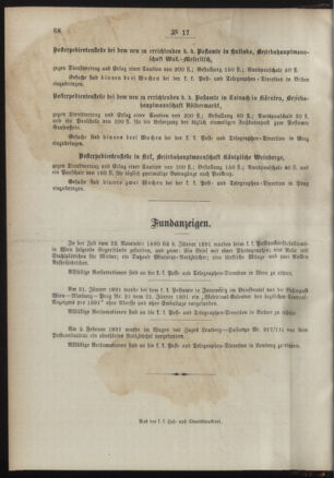 Post- und Telegraphen-Verordnungsblatt für das Verwaltungsgebiet des K.-K. Handelsministeriums 18910227 Seite: 4