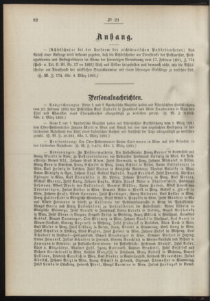 Post- und Telegraphen-Verordnungsblatt für das Verwaltungsgebiet des K.-K. Handelsministeriums 18910313 Seite: 2