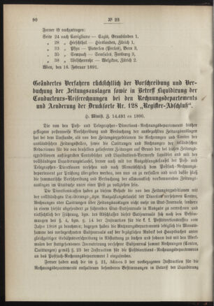 Post- und Telegraphen-Verordnungsblatt für das Verwaltungsgebiet des K.-K. Handelsministeriums 18910317 Seite: 2