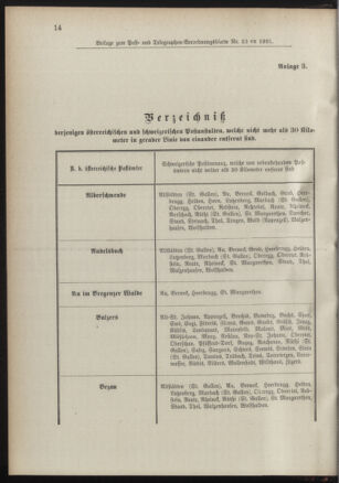 Post- und Telegraphen-Verordnungsblatt für das Verwaltungsgebiet des K.-K. Handelsministeriums 18910317 Seite: 6