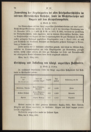 Post- und Telegraphen-Verordnungsblatt für das Verwaltungsgebiet des K.-K. Handelsministeriums 18910318 Seite: 2