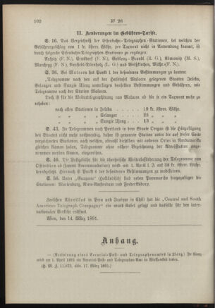 Post- und Telegraphen-Verordnungsblatt für das Verwaltungsgebiet des K.-K. Handelsministeriums 18910323 Seite: 2