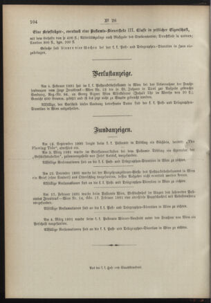 Post- und Telegraphen-Verordnungsblatt für das Verwaltungsgebiet des K.-K. Handelsministeriums 18910323 Seite: 4