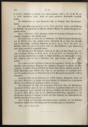 Post- und Telegraphen-Verordnungsblatt für das Verwaltungsgebiet des K.-K. Handelsministeriums 18910326 Seite: 2