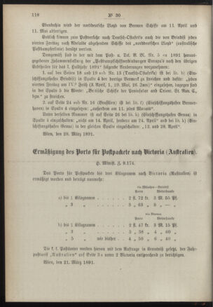 Post- und Telegraphen-Verordnungsblatt für das Verwaltungsgebiet des K.-K. Handelsministeriums 18910405 Seite: 2