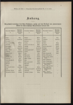 Post- und Telegraphen-Verordnungsblatt für das Verwaltungsgebiet des K.-K. Handelsministeriums 18910420 Seite: 9