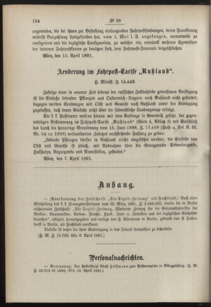 Post- und Telegraphen-Verordnungsblatt für das Verwaltungsgebiet des K.-K. Handelsministeriums 18910422 Seite: 2