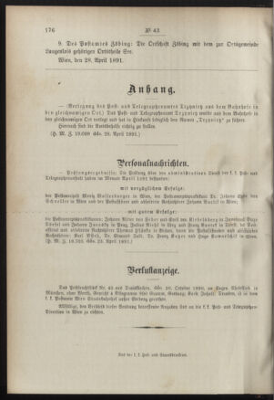 Post- und Telegraphen-Verordnungsblatt für das Verwaltungsgebiet des K.-K. Handelsministeriums 18910506 Seite: 4