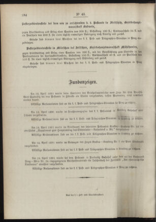 Post- und Telegraphen-Verordnungsblatt für das Verwaltungsgebiet des K.-K. Handelsministeriums 18910512 Seite: 4