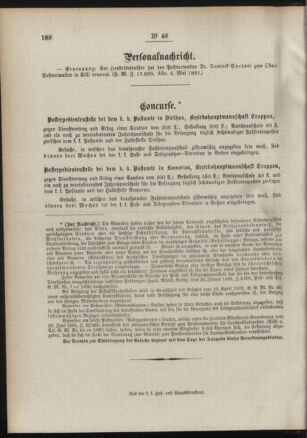 Post- und Telegraphen-Verordnungsblatt für das Verwaltungsgebiet des K.-K. Handelsministeriums 18910514 Seite: 4