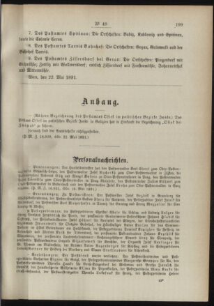 Post- und Telegraphen-Verordnungsblatt für das Verwaltungsgebiet des K.-K. Handelsministeriums 18910529 Seite: 3