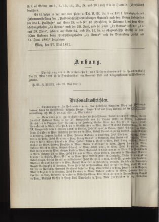 Post- und Telegraphen-Verordnungsblatt für das Verwaltungsgebiet des K.-K. Handelsministeriums 18910603 Seite: 2