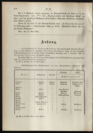 Post- und Telegraphen-Verordnungsblatt für das Verwaltungsgebiet des K.-K. Handelsministeriums 18910609 Seite: 2