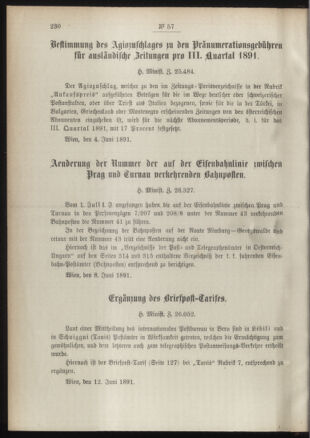 Post- und Telegraphen-Verordnungsblatt für das Verwaltungsgebiet des K.-K. Handelsministeriums 18910618 Seite: 2