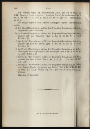 Post- und Telegraphen-Verordnungsblatt für das Verwaltungsgebiet des K.-K. Handelsministeriums 18910626 Seite: 6