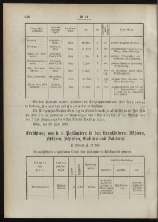 Post- und Telegraphen-Verordnungsblatt für das Verwaltungsgebiet des K.-K. Handelsministeriums 18910629 Seite: 2