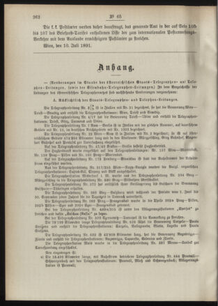 Post- und Telegraphen-Verordnungsblatt für das Verwaltungsgebiet des K.-K. Handelsministeriums 18910717 Seite: 2