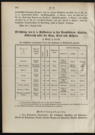 Post- und Telegraphen-Verordnungsblatt für das Verwaltungsgebiet des K.-K. Handelsministeriums 18910805 Seite: 2