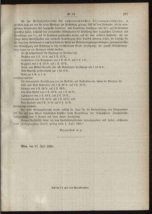 Post- und Telegraphen-Verordnungsblatt für das Verwaltungsgebiet des K.-K. Handelsministeriums 18910809 Seite: 9