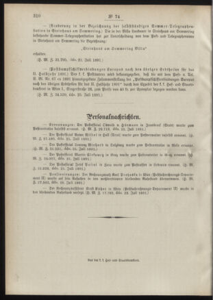 Post- und Telegraphen-Verordnungsblatt für das Verwaltungsgebiet des K.-K. Handelsministeriums 18910818 Seite: 8