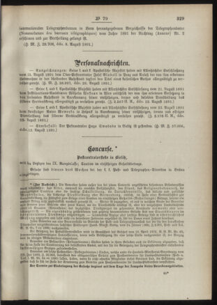 Post- und Telegraphen-Verordnungsblatt für das Verwaltungsgebiet des K.-K. Handelsministeriums 18910831 Seite: 3