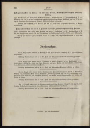 Post- und Telegraphen-Verordnungsblatt für das Verwaltungsgebiet des K.-K. Handelsministeriums 18910831 Seite: 4