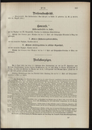 Post- und Telegraphen-Verordnungsblatt für das Verwaltungsgebiet des K.-K. Handelsministeriums 18910904 Seite: 3