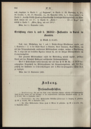 Post- und Telegraphen-Verordnungsblatt für das Verwaltungsgebiet des K.-K. Handelsministeriums 18910917 Seite: 2