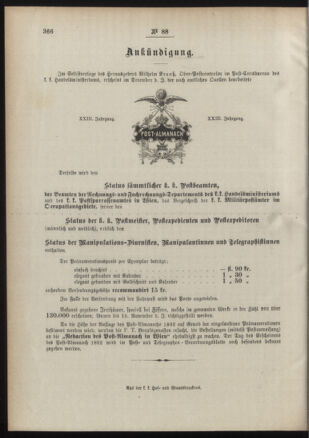 Post- und Telegraphen-Verordnungsblatt für das Verwaltungsgebiet des K.-K. Handelsministeriums 18910929 Seite: 4