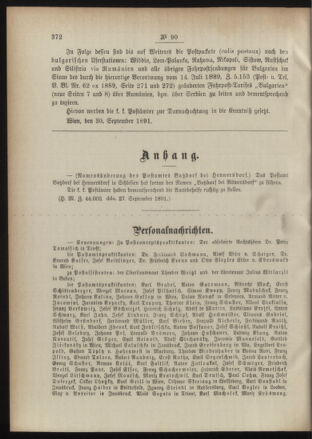 Post- und Telegraphen-Verordnungsblatt für das Verwaltungsgebiet des K.-K. Handelsministeriums 18911002 Seite: 2