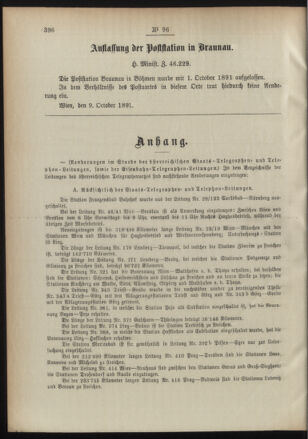 Post- und Telegraphen-Verordnungsblatt für das Verwaltungsgebiet des K.-K. Handelsministeriums 18911026 Seite: 2