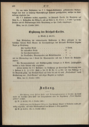 Post- und Telegraphen-Verordnungsblatt für das Verwaltungsgebiet des K.-K. Handelsministeriums 18911028 Seite: 2