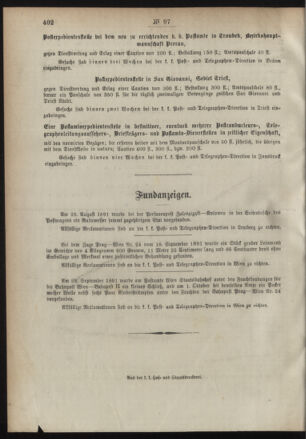 Post- und Telegraphen-Verordnungsblatt für das Verwaltungsgebiet des K.-K. Handelsministeriums 18911028 Seite: 4