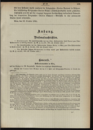 Post- und Telegraphen-Verordnungsblatt für das Verwaltungsgebiet des K.-K. Handelsministeriums 18911030 Seite: 3