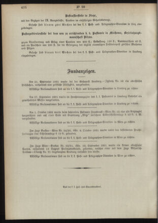 Post- und Telegraphen-Verordnungsblatt für das Verwaltungsgebiet des K.-K. Handelsministeriums 18911030 Seite: 4