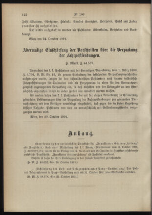 Post- und Telegraphen-Verordnungsblatt für das Verwaltungsgebiet des K.-K. Handelsministeriums 18911105 Seite: 2