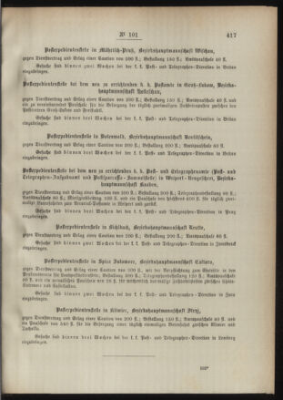 Post- und Telegraphen-Verordnungsblatt für das Verwaltungsgebiet des K.-K. Handelsministeriums 18911109 Seite: 3