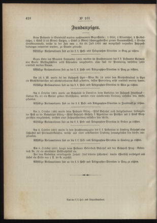 Post- und Telegraphen-Verordnungsblatt für das Verwaltungsgebiet des K.-K. Handelsministeriums 18911109 Seite: 4