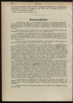 Post- und Telegraphen-Verordnungsblatt für das Verwaltungsgebiet des K.-K. Handelsministeriums 18911111 Seite: 2