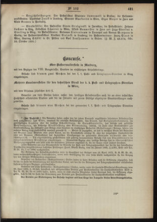 Post- und Telegraphen-Verordnungsblatt für das Verwaltungsgebiet des K.-K. Handelsministeriums 18911111 Seite: 3