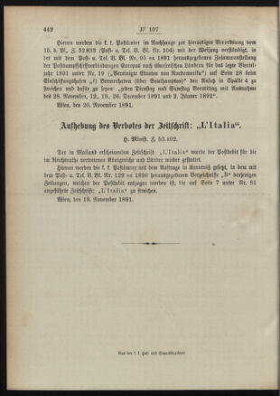 Post- und Telegraphen-Verordnungsblatt für das Verwaltungsgebiet des K.-K. Handelsministeriums 18911124 Seite: 4