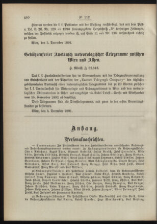 Post- und Telegraphen-Verordnungsblatt für das Verwaltungsgebiet des K.-K. Handelsministeriums 18911211 Seite: 2