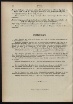 Post- und Telegraphen-Verordnungsblatt für das Verwaltungsgebiet des K.-K. Handelsministeriums 18911219 Seite: 4